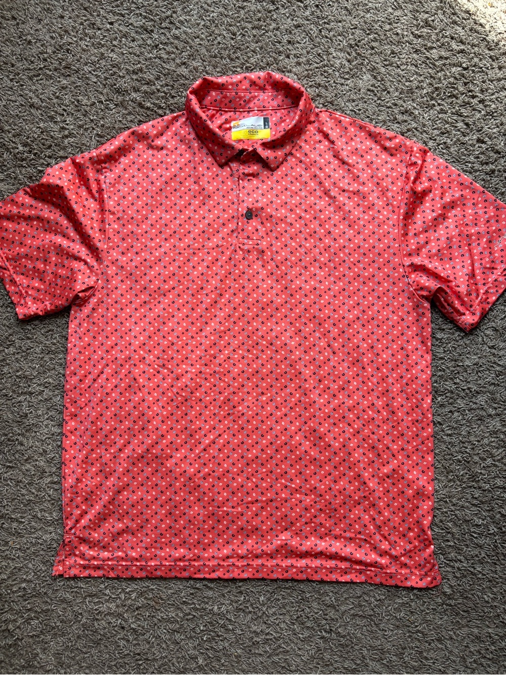 NICHOLAS Coral  Printed Polo with Micro Motif